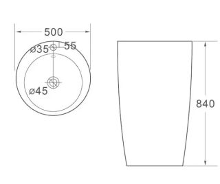 Раковина напольная SantiLine SL-4004MB 50см чёрный матовый